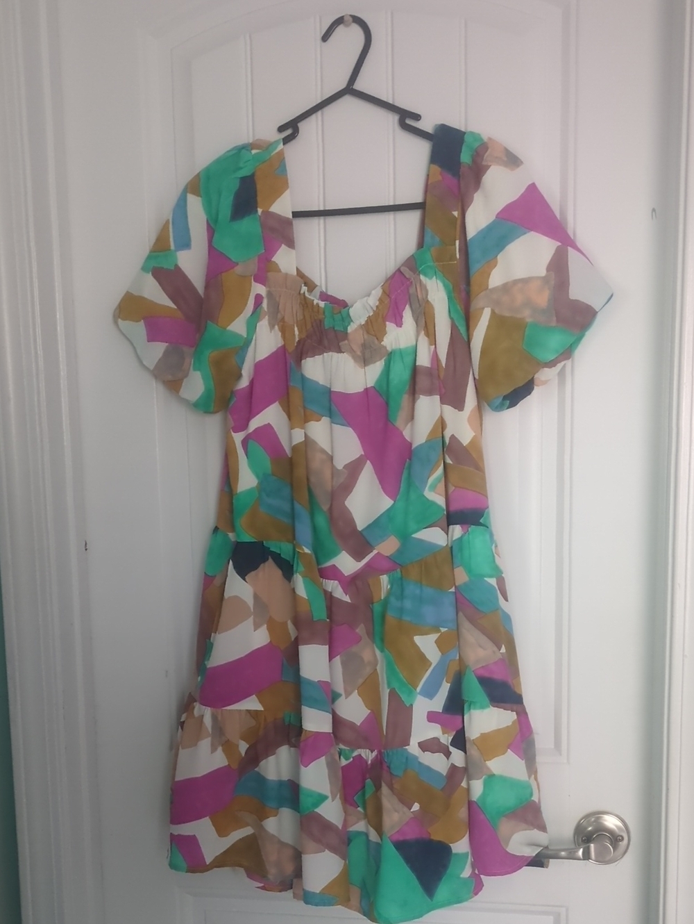 Joy Joy Pastel Mint and Magenta Abstract Top